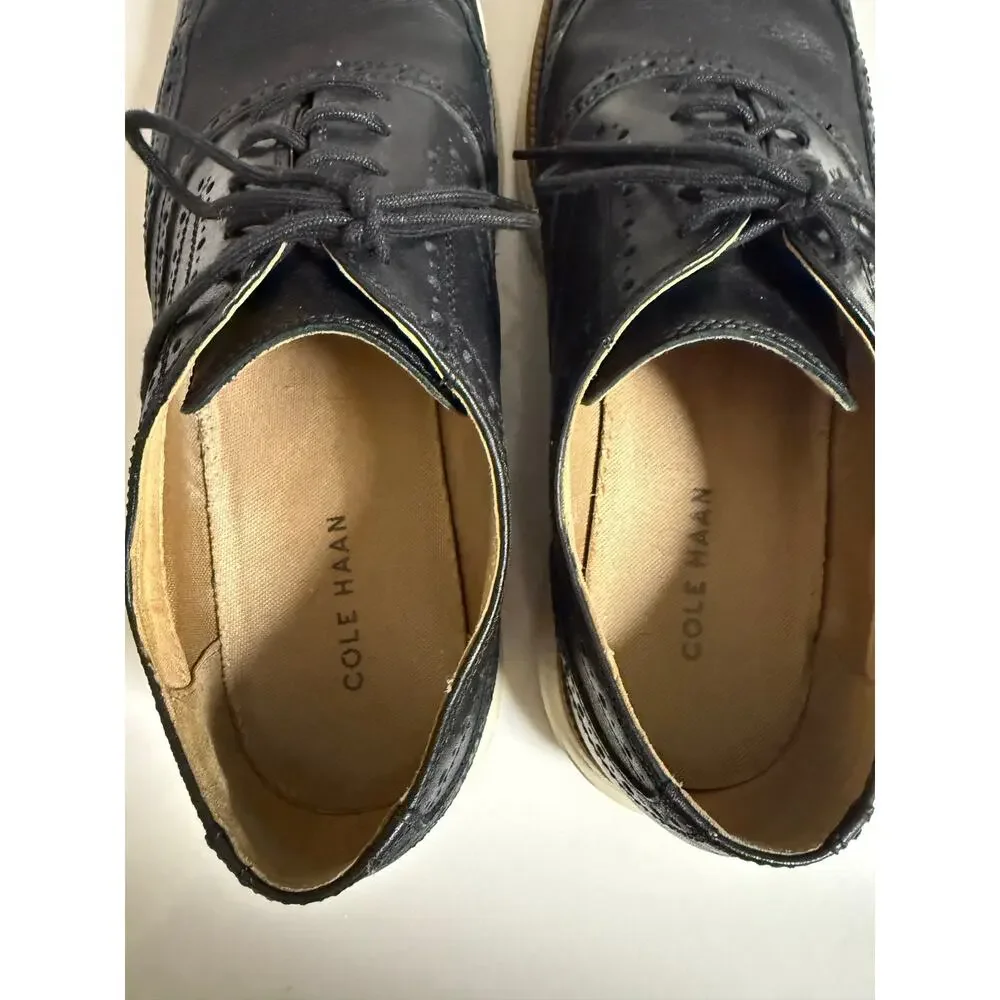 COLE HAAN Black Lace Up Casual Leather Dress Shoes Men 11